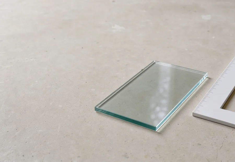 A frosted rectangle of glass beside the plain corner of a white measuring square.